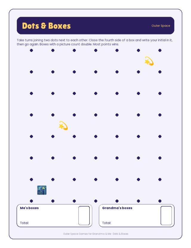 Dots & Boxes sample page
